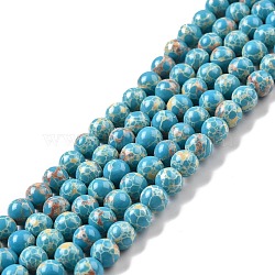 Synthetic Imperial Jasper Beads Strands, Dyed, Round, Sky Blue, 6mm, Hole: 1.2mm, about 65pcs/strand, 14.76 inch~14.96 inch(37.5cm~38cm)(G-E568-01A-05)