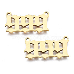 201 Stainless Steel Pendant Links, Laser Cut, Golden, Num.9, 11.5x22x1mm, Hole: 1.4mm(STAS-S110-115G-09)