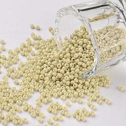 11/0 Grade A Baking Paint Glass Seed Beads, Round, Cornsilk, 2.3x1.5mm, Hole: 1mm, about 5300pcs/50g(X-SEED-N001-A-1033)