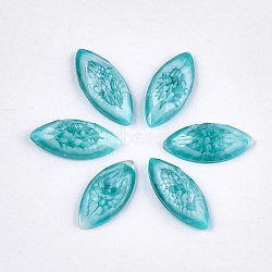 Epoxy Resin Cabochons, Faceted, Horse Eye, Light Sea Green, 14.5~15x6.5~7x3mm(CRES-S361-06H)