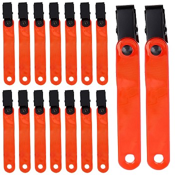 Plastic Reflective Trail Markers, with Iron Clamps, Tree Marker Straps for Hunting, Hiking, Running, Orange Red, 103x13.5x1mm, 12pcs/set