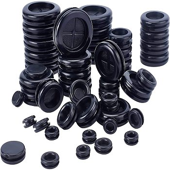 Rubber Coil Protector, Flat Round, Black, 10~32x5~9mm, 170pcs/box