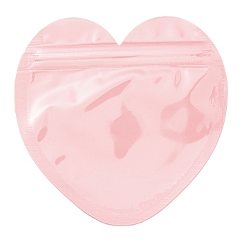 Heart Shaped Plastic Packaging Yinyang Zip Lock Bags, Top Self Seal Pouches, Pink, 10x10x0.15cm, Unilateral Thickness: 2.5 Mil(0.065mm)