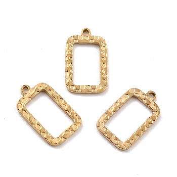 Ion Plating(IP) 316 Surgical Stainless Steel Charms, Rectangle with Irregular Dot, Real 24K Gold Plated, 15x9x1mm, Hole: 1mm