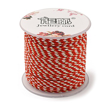 4-Ply Polycotton Cord, Handmade Macrame Cotton Rope, with Gold Wire, for String Wall Hangings Plant Hanger, DIY Craft String Knitting, Red, 1.5mm, about 21.8 yards(20m)/roll