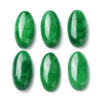 Natural Malaysia Jade Cabochons, Dyed, Oval, Green, 30x15x6mm