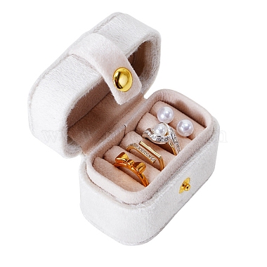 White Rectangle Velvet Ring Boxes