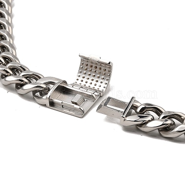 304 inox Cuban Link colliers de chaîne(NJEW-D050-01E-P)-3