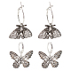 2 Pairs 2 Style Moth & Butterfly Zinc Alloy Dangle Hoop & Leverback Earrings(EJEW-AN0002-64)-1