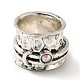Rotatable Moon Alloy Finger Ring with Rhinestone(RJEW-F123-05AS)-1