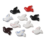 Handmade Porcelain Beads, Pigeon, Bright Glazed Porcelain, Mixed Color, 21~21.5x28~28.5x6mm, Hole: 1.8~2mm(PR-F001-02)