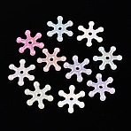 Christmas  Plastic Beads, Imitation Jelly, Snowflake, AB Color Plated, Mixed Color, 15.5x14x3mm, Hole: 1.6~1.7mm, about 3571pcs/500g(KY-N026-30)
