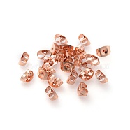 304 Stainless Steel Ear Nuts, Friction Earring Backs for Stud Earrings, Rose Gold, 6x4.5x3mm, Hole: 0.8~1mm(X-STAS-L222-44RG)