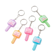 Envelope Key with Word I Love You Resin Charms Keychain, with Iron Findings, Mixed Color, 10.7cm(KEYC-JKC00386)