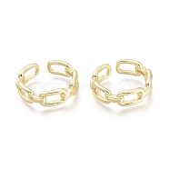 Brass Cuff Rings, Open Rings, Cable Chain Shape, Real 18K Gold Plated, Size 7, Inner Diameter: 17mm(X-RJEW-F103-04-G)