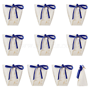 Flower Print Cardboard Candy Boxes, Wedding Candy Gift Case with Ribbon, Clip and Bead, Blue, Finish Product: 6x12.5x12cm(CON-WH0089-51A)