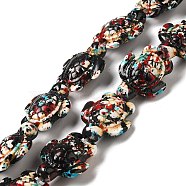 Synthetic Turquoise Dyed Beads Strands, Fuel Injection Effect, Sea Turtle, FireBrick, 17~18x14~14.5x7mm, Hole: 1.6mm, about 22~23pcs/strand, 14.96''~15.35''(38~39cm)(G-P507-05F)
