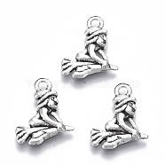 Tibetan Style Alloy Pendants, Lead Free & Cadmium Free, for Halloween, Halloween Witch, Antique Silver, 16.5x14.5x2.5mm, Hole: 1.8mm, about 500pcs/500g(TIBE-N010-09AS-RS)