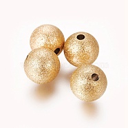 Ion Plating(IP) 304 Stainless Steel Textured Beads, Round, Golden, 10mm, Hole: 1.8mm(STAS-F217-10G)