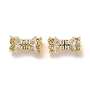 Brass Micro Pave Cubic Zirconia Beads, Real 18K Gold Plated, Clear, 16x8mm, Hole: 1.6mm(ZIRC-P112-05G-03)