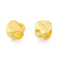 Alloy European Beads, Large Hole Beads, Matte Style, Heart Lock, Matte Gold Color, 11x10x7mm, Hole: 4.5mm(FIND-G035-20MG)