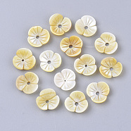 Yellow Shell Beads, Flower, Pale Goldenrod, 10.5x11x3mm, Hole: 1.5mm(SSHEL-S251-39)