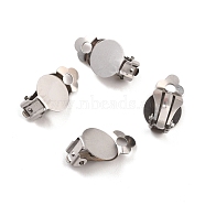 316 Stainless Steel Clip-on Earring Findings, Earring Settings, Flat Round, Stainless Steel Color, Tray: 12mm, 19.5x12x8.5mm, Hole: 3mm(STAS-I187-04B-P)
