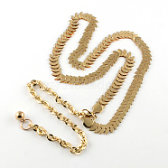 Iron Chain Belts with Aluminum End Chains, Light Gold, 31.1 inch(79cm)(X-AJEW-R051-01)