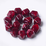 Acrylic Beads, Imitation Gemstone Style, Polygon, Dark Red, 11.5x10x10mm, Hole: 2mm, about 428pcs/500g(OACR-T007-09E)