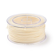 Macrame Cotton Cord, Braided Rope, with Plastic Reel, for Wall Hanging, Crafts, Gift Wrapping, Cornsilk, 1mm, about 30.62 Yards(28m)/Roll(OCOR-H110-01A-21)