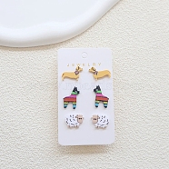 Acrylic Stud Earrings for Women, Sheep & Dog, Mixed Color, 18x18mm, 3pairs/set(PW-WG06722-02)