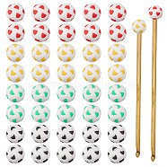 40Pcs 4 Colors Football Silicone Knitting Needle Stopper, Knitting Needle Protection Cap, Mixed Color, 19.5x19mm, Hole: 7mm, 10pcs/color(AJEW-CA0004-19)