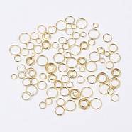 Iron Double Split Rings, Double Loops Jump Rings, Mixed Size, Golden, about 4~10mm in diameter(IFIN-MSMC007-2G)