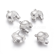 304 Stainless Steel Charms, Elephant, Stainless Steel Color, 13.2x14.2x4.2mm, Hole: 1.2mm(STAS-I105-44P)