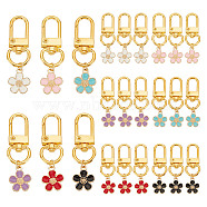 24Pcs 6 Colors Alloy Enamel Pendant Decorations, with Alloy Swivel Clasps, Flower, Mixed Color, 48mm, Pendant: 18mm, 4pcs/color(HJEW-GO00007)