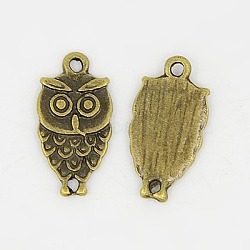 Tibetan Style Zinc Alloy Pendants for Halloween, Cadmium Free & Lead Free, Owl, Antique Bronze, 18x10x2mm, Hole: 1.5mm(PALLOY-A14924-AB-LF)