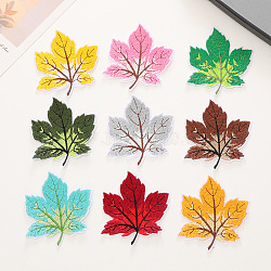 Autumn Maple Leaf Computerized Embroidery Cloth Iron on/Sew on Patches, Costume Accessories, Appliques, Mixed Color, 79x75mm, 9pcs/set(WG62709-01)