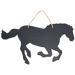 MDF Hanging Wordpad, with Hemp Rope, Horse, Black, 35x41x0.7cm(HJEW-WH0008-03)
