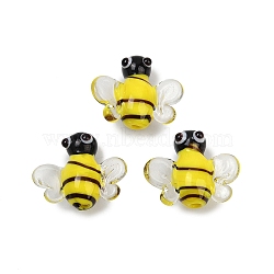 Handmade Lampwork Beads, Bees, Yellow, 15.5~16.5x18.5~19x8mm, Hole: 1.4mm(LAMP-I025-13C)