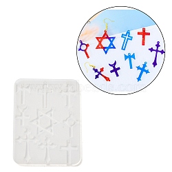 Star of David & Cross Pendant DIY Silicone Molds, Resin Casting Molds, for UV Resin, Epoxy Resin Craft Making, White, 113x85x5mm, Hole: 2mm, Inner Diameter: 27~47x18~35mm(SIMO-C012-05)