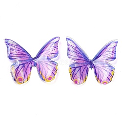Transparent Resin Cabochons, Glitter Butterfly, Dark Violet, 22x25x4.3mm(RESI-K031A-01)
