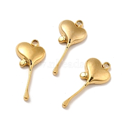 Ion Plating(IP) 304 Stainless Steel Pendants, Melting Heart Charms, Real 18K Gold Plated, 19.5x9x2.5mm, Hole: 1.5mm(STAS-I197-023G)