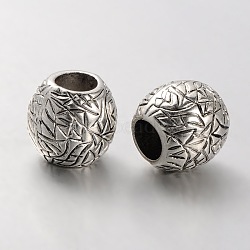 CCB Plastic Carved Beads, Large Hole Barrel Beads, Antique Silver, 21x19mm, Hole: 10mm(CCB-J029-62AS)