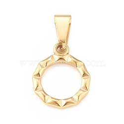 Ion Plating(IP) 304 Stainless Steel Pendants, Round Ring Charm, Golden, 20x16.5x2mm, Hole: 4x8mm(STAS-F288-08G)