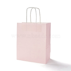 Rectangle Paper Bags, with Handles, for Gift Bags and Shopping Bags, Misty Rose, 26.5x22x11.1cm, Fold: 26.5x22x0.2cm(CARB-F010-01D)