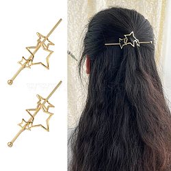 Alloy Hair Sticks, Hollow Hair Ponytail Holder, for DIY Japanese Style Hair Stick Accessories, Star, Golden, 53x34x1.5mm(OHAR-Z001-02G)