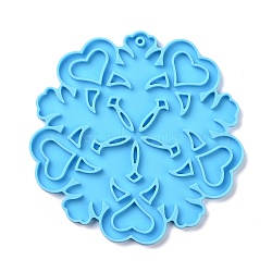 Christmas Themed Big Pendant Silicone Molds, Resin Casting Molds, for UV Resin, Epoxy Resin Craft Making, Heart Snowflake, Deep Sky Blue, 123x123x5mm, Hole: 5mm(DIY-L067-D07)