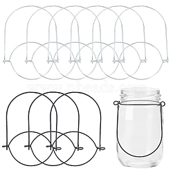 12Pcs 2 Style Tinplate & 304 Stainles Steel Tinplate Wire Hanger, Wire Handle, for Regular/Wide Mouth Mason Jars Canning Jars DIY Solar Lamp Handles, Mixed Color, 102~105x64~98x69~100mm, Inner Diameter: 61~76x67~79mm, 6pcs/style(FIND-UN0001-47)