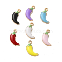 Rack Plating Alloy Enamel Pendants, Cadmium Free & Lead Free, Light Gold, Peper Charm, Mixed Color, 17.5x11x3mm, Hole: 1.6mm(ENAM-P254-02KCG)