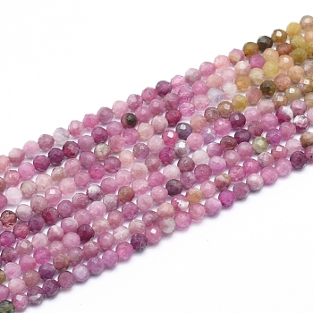 Natural Tourmaline Beads Strands, Faceted, Round, 3.5mm, Hole: 0.7mm, about 115pcs/strand, 15.55 inch(39.5cm)